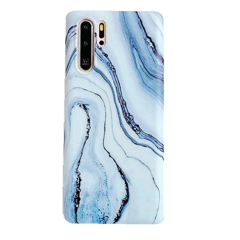 Blue marble silicone phone case for Samsung A40, A50, and A70, ultra-thin protective back cover