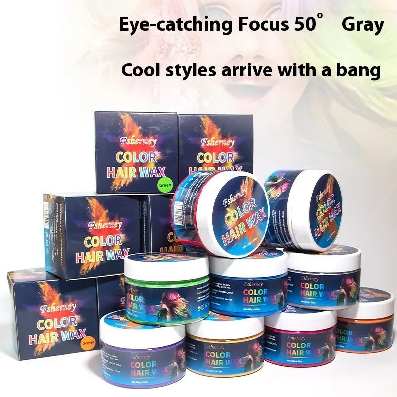 120g hair styling clay tin in multiple colour options including blue, green, red and yellow