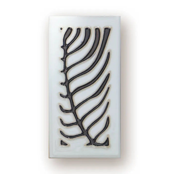 Handmade ceramic retro doorplate with enamel numbers measuring 76 by 152mm