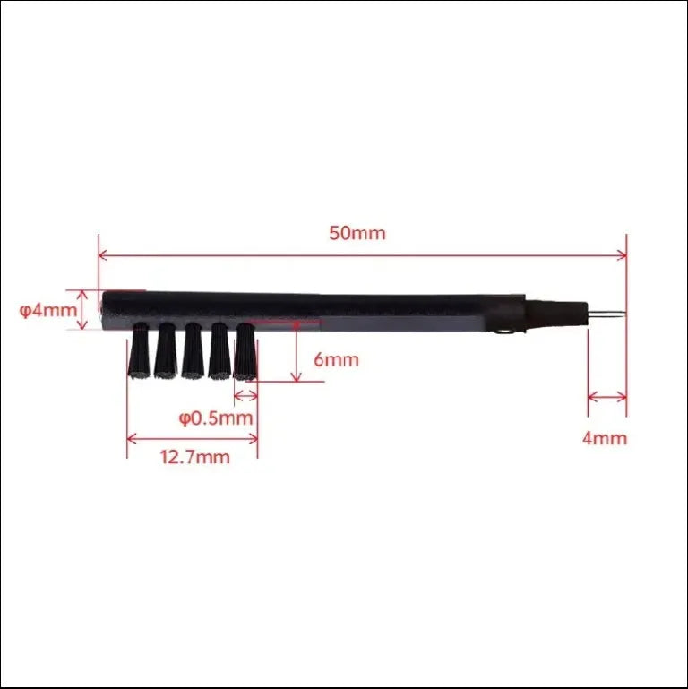 Black ABS plastic hearing aid cleaning brush with U-shaped hook and magnet tip