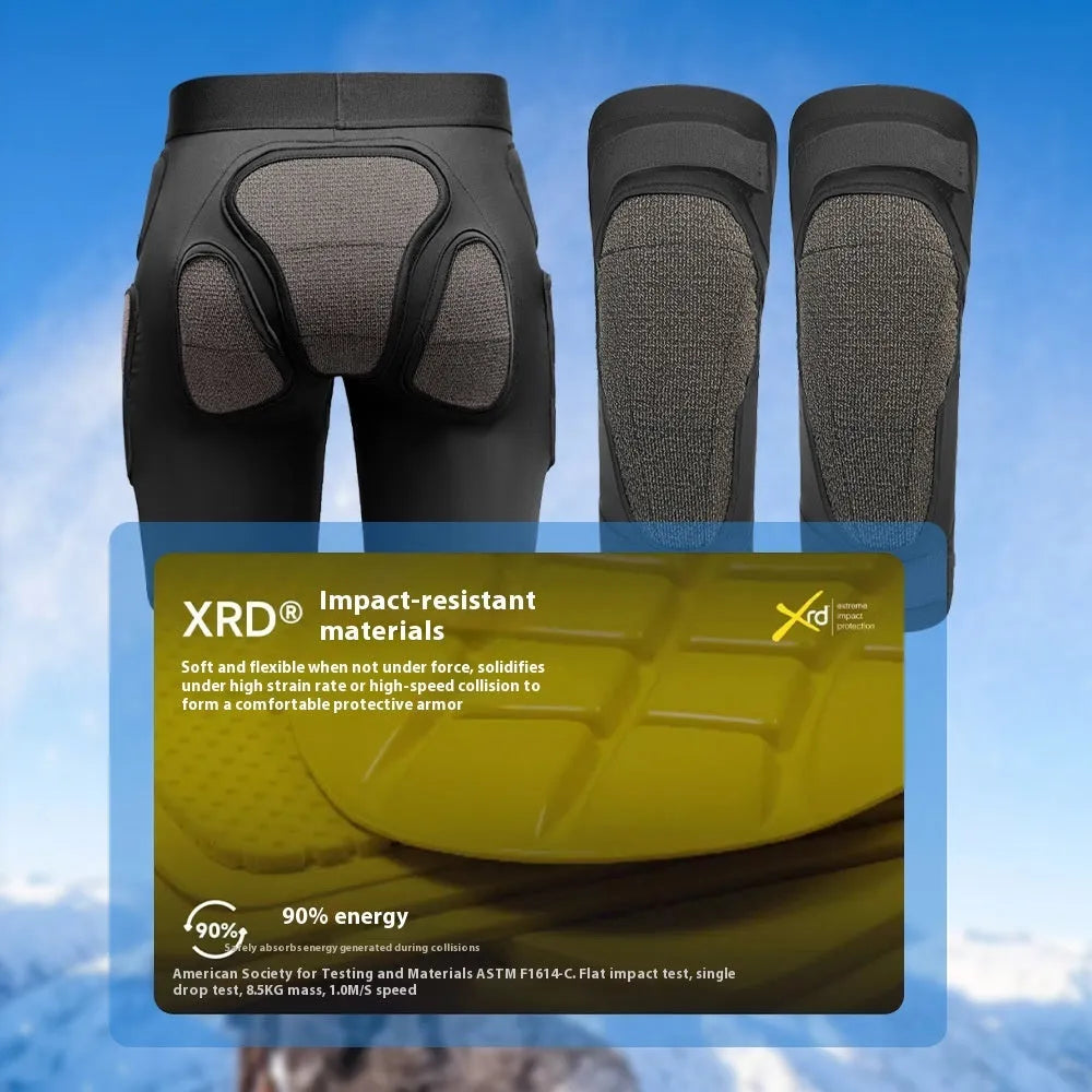X-ray diffraction ski protective gear hip and knee pads inner wear cushion