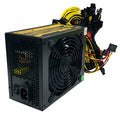 Black full voltage 110V server power supply unit with visible connectors including 4+4 CPU and multiple 6+2 pin GPU interfaces.