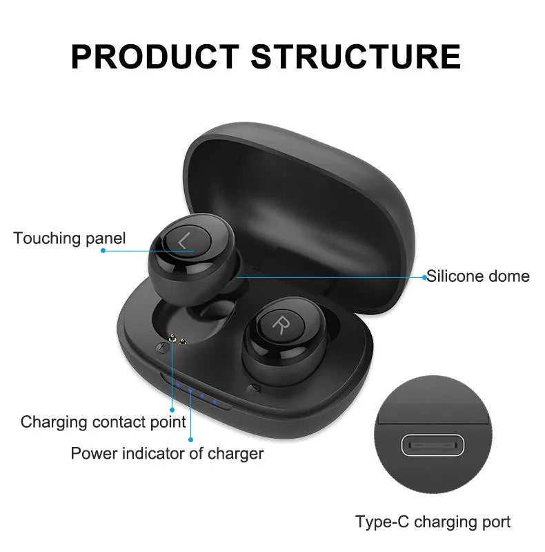 H001 black rechargeable Bluetooth digital headset sound amplifier for swimming and wading sports