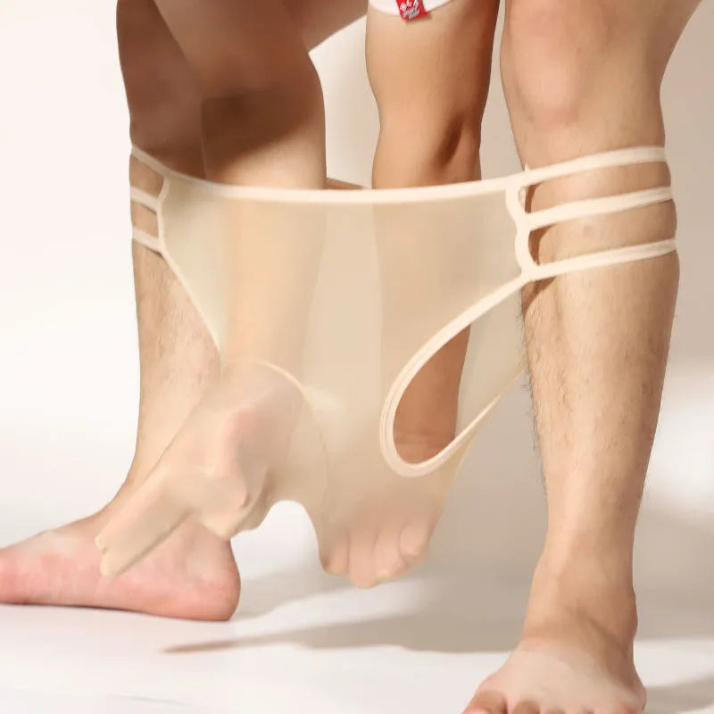 Men's transparent nylon elephant nose shorts in various colours on a mid waist, free size fit.