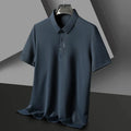 Men's waffle short sleeve polo shirt, loose fit, polyester, side slits, available in black, green, khaki, and other colours