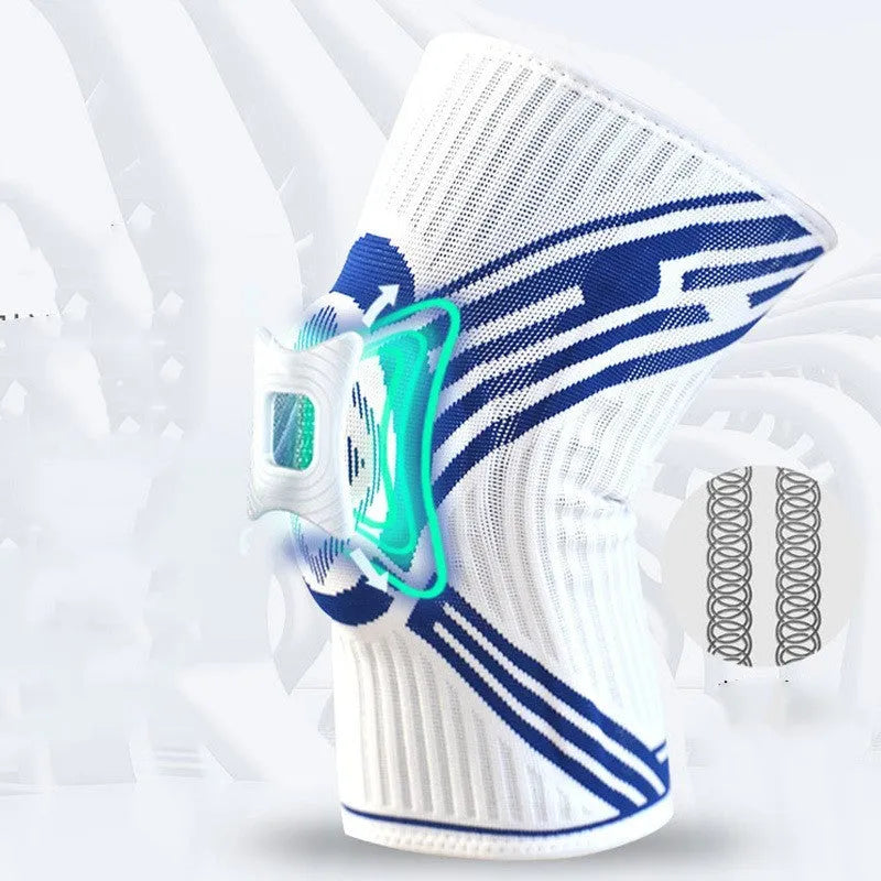 Blue cotton knee pad for basketball and running sports with elastic construction