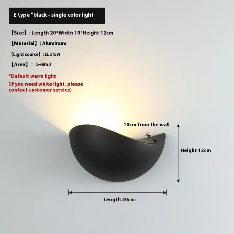 Black and white courtyard LED lamp with aluminium alloy shell and IP65 waterproof rating for outdoor and bedroom use