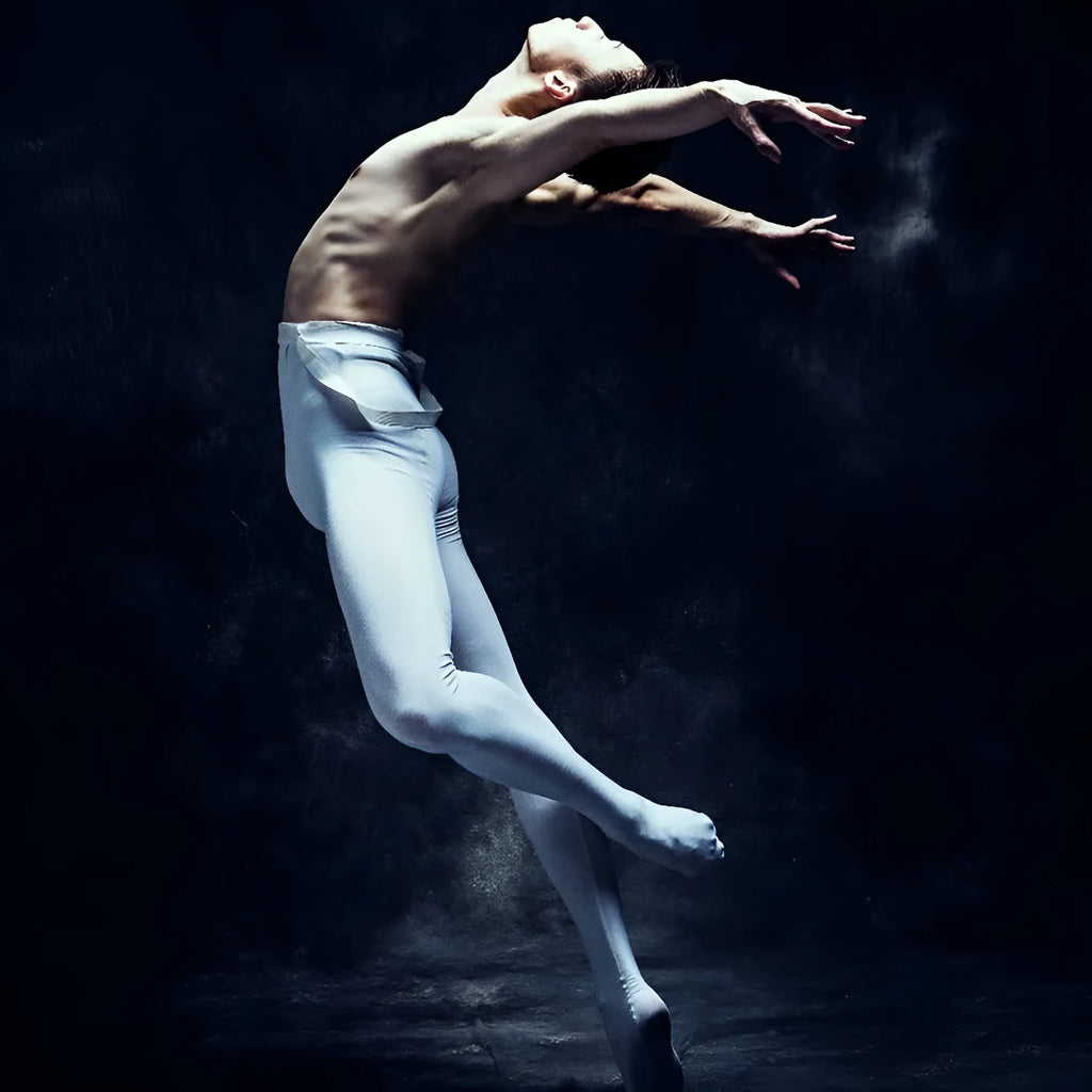 Men's ballet leotard practice suit high-waist suspender tights nylon blend solid colour black size S to XXL