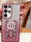 Silicone diamond plated all-inclusive phone case in rose gold for iPhone 15