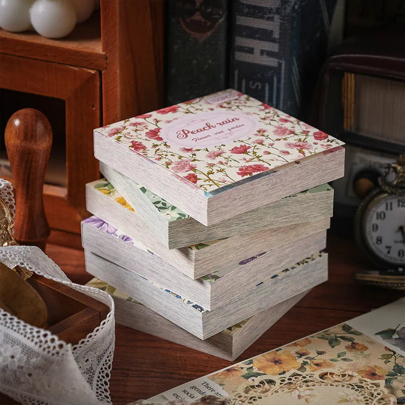 Fan Hua Manyuan hand ledger sticker book in paper brick shape with retro stickers and six cover colour options including Cream Sunny Day and Honey Tea Mocha