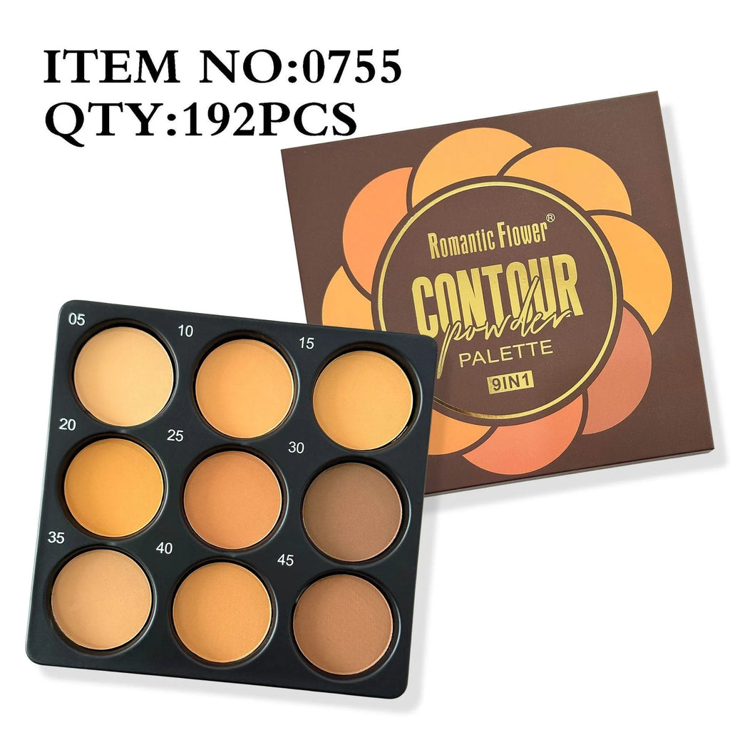 Makeup palette with nine dark matte eyeshadows and a repair disk.