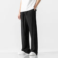 Men's bamboo fibre linen trousers with drawstring waist in straight-leg cut