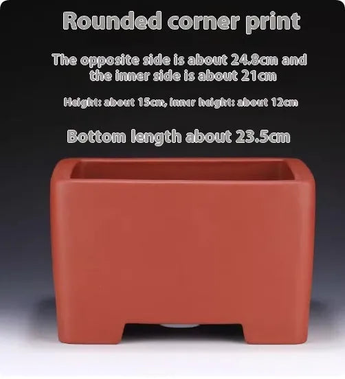 Square purple clay bonsai pot in classical style for succulent plants