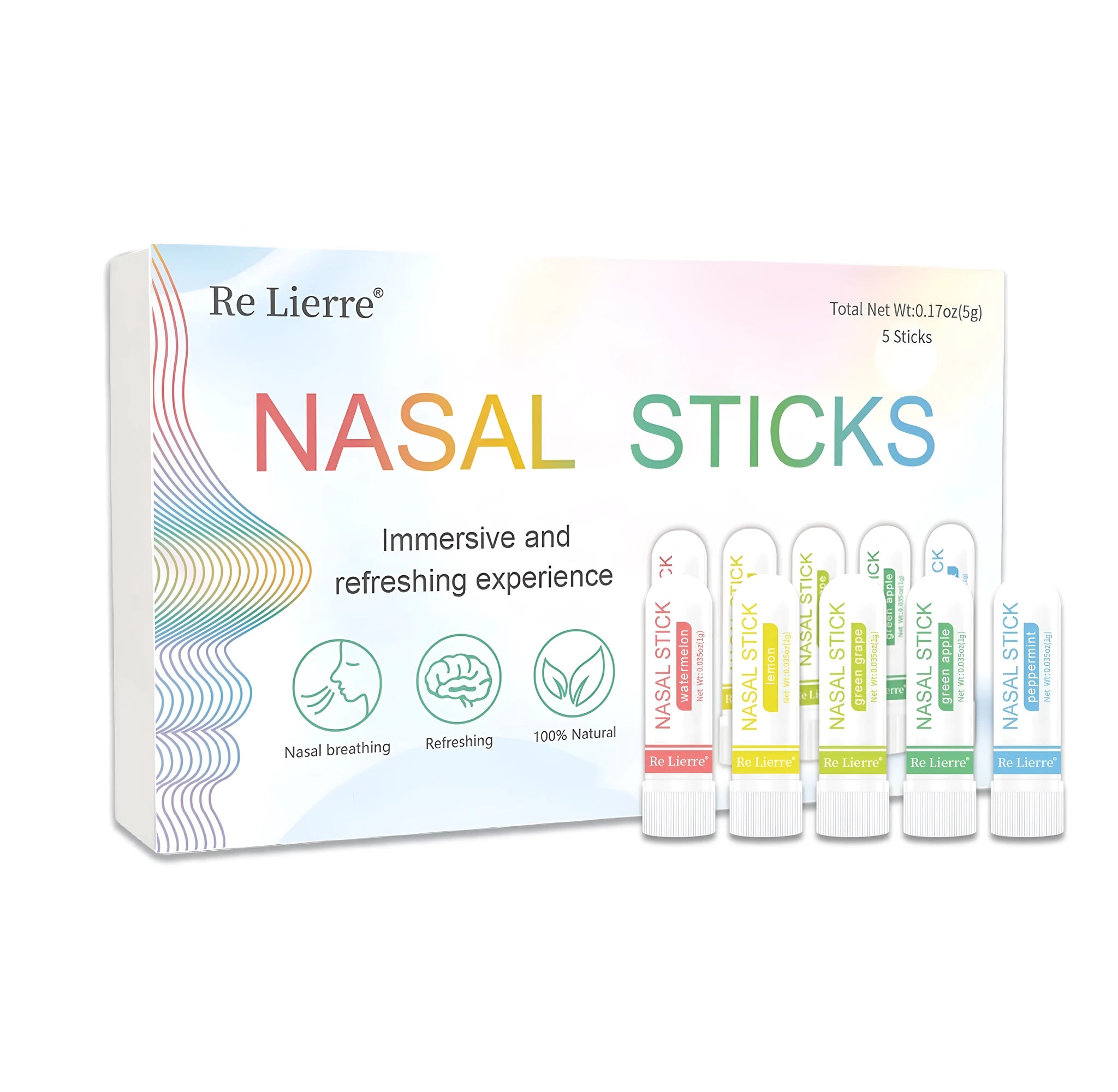 Re Lierre 5-in-1 Nasal Energy Bar white plastic inhaler stick with cap for breathing support