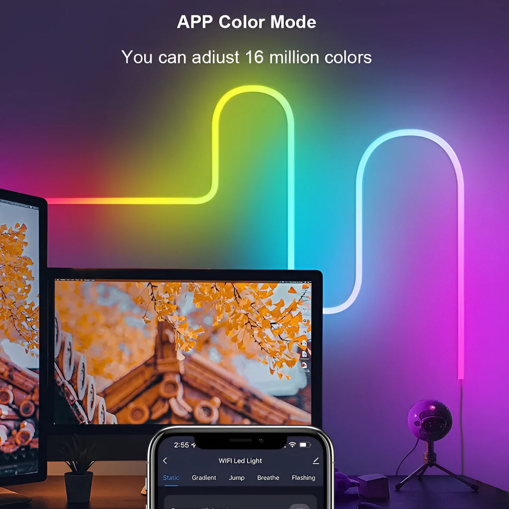 3 metre RGB neon LED strip lights with remote control for indoor lighting