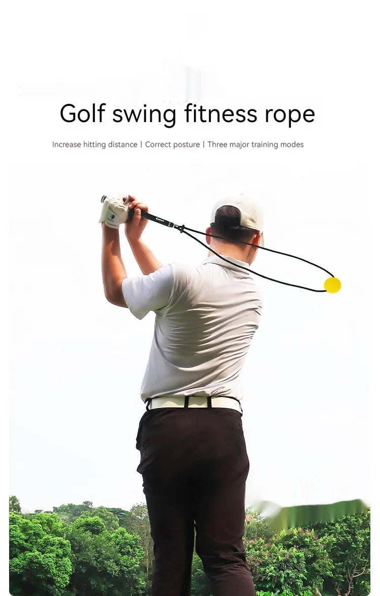 Black silicone elastic golf swing trainer rope for physical correction practice