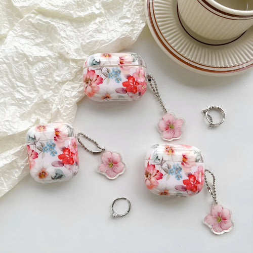 Simple watercolour flower TPU protective cover for Apple AirPods charging case, soft shell design