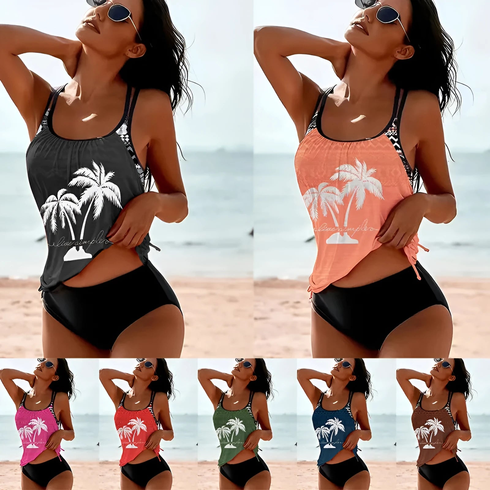 Women's loose fit briefs bikini set in multiple colours including army green and rose red