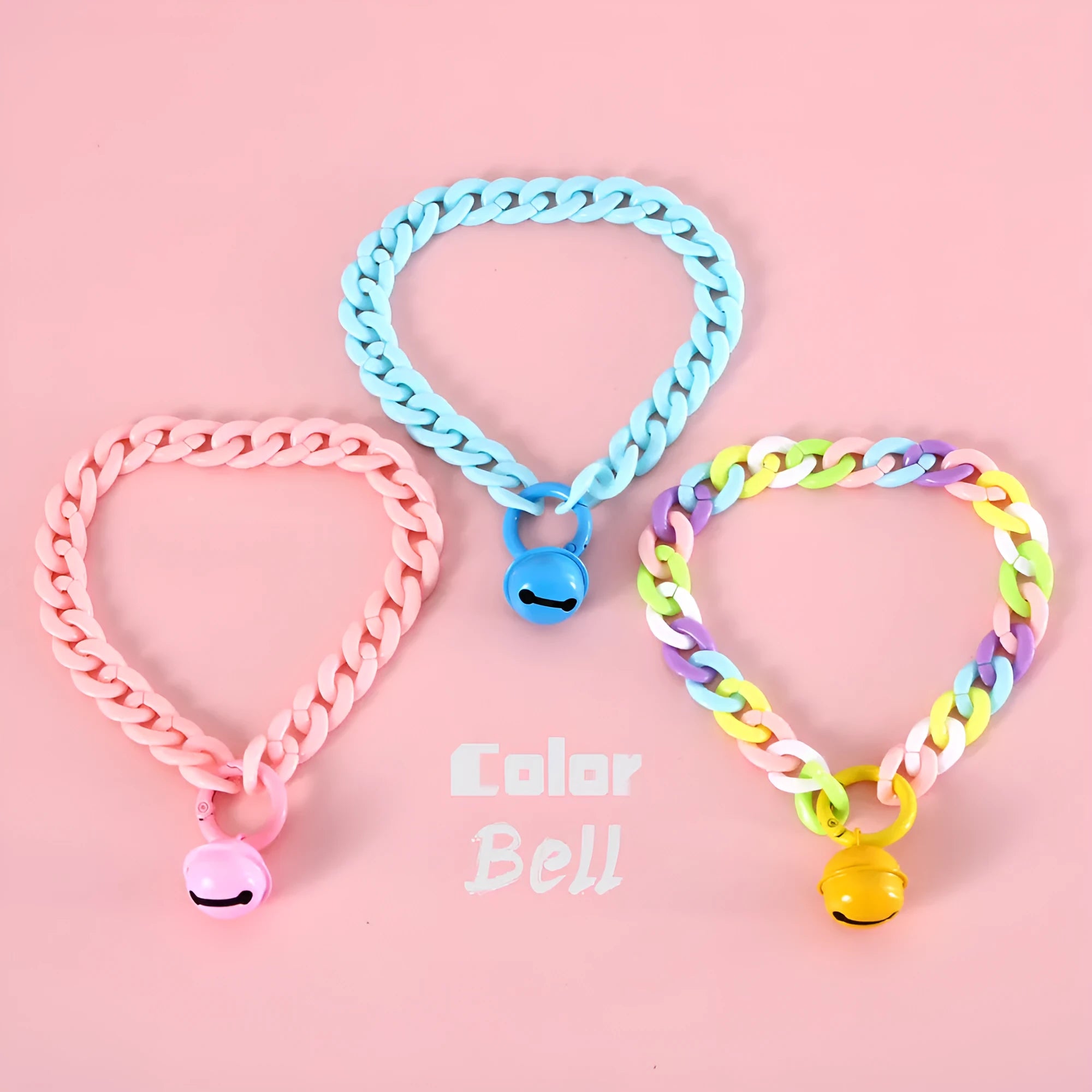 Adjustable plastic pet collar in macaron candy colours for cats, dogs, and rabbits.