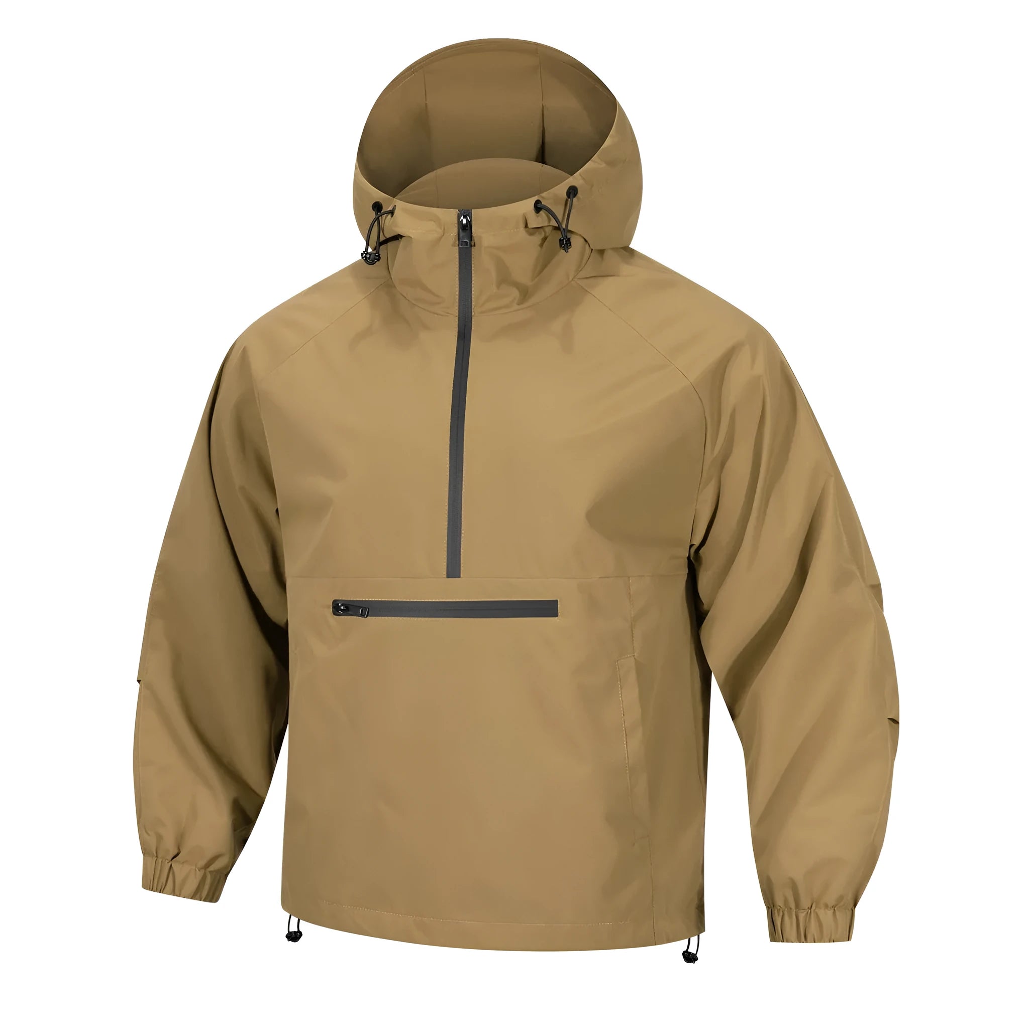 Men's Korean-style loose half-zip hooded corduroy sweater jacket with rabbit fur lining