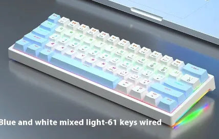 Small 61-key mechanical keyboard with wired USB connection and hot-swappable switches