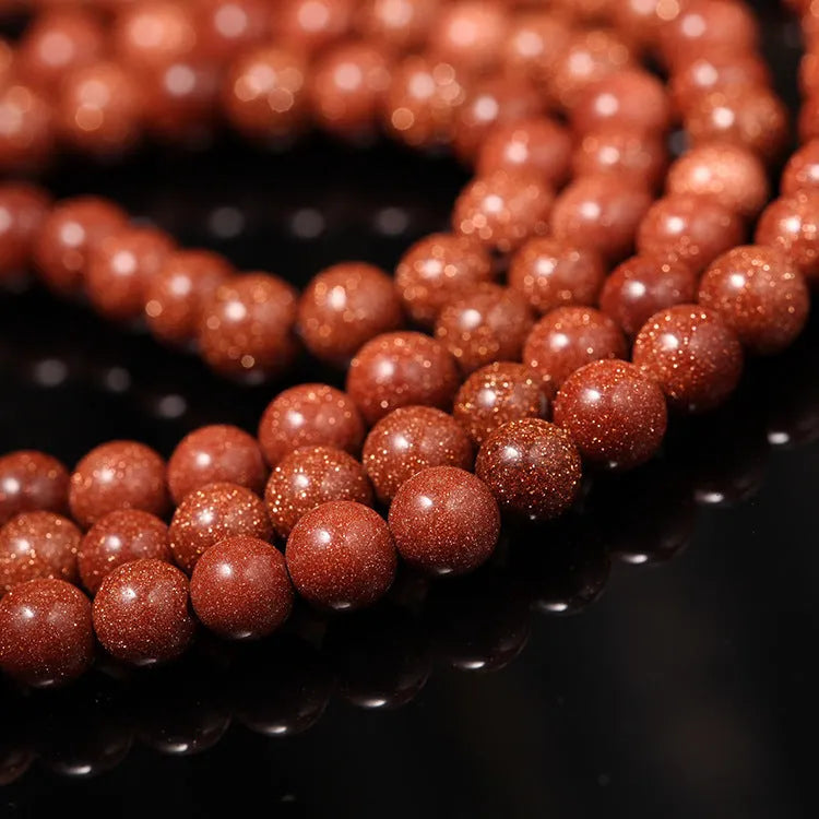 Golden star stone women's bracelet with 108 nugget sand beads and multi-circle mantra design