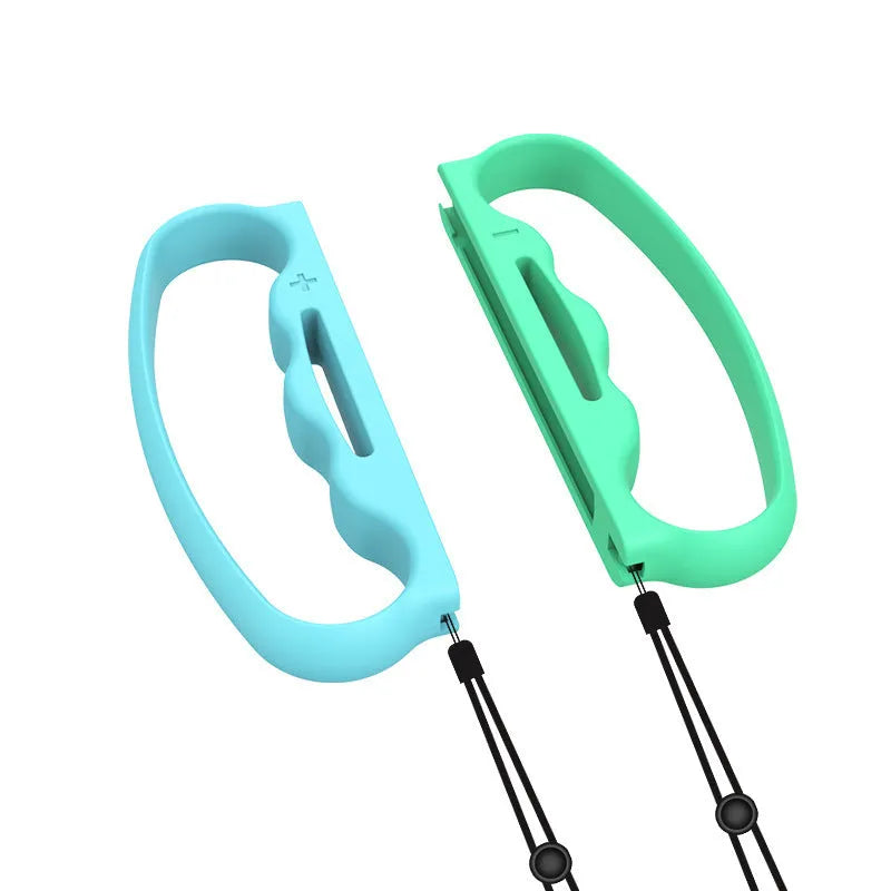 Black and blue Joy-Con controller grips with hand ropes for Nintendo Switch boxing games