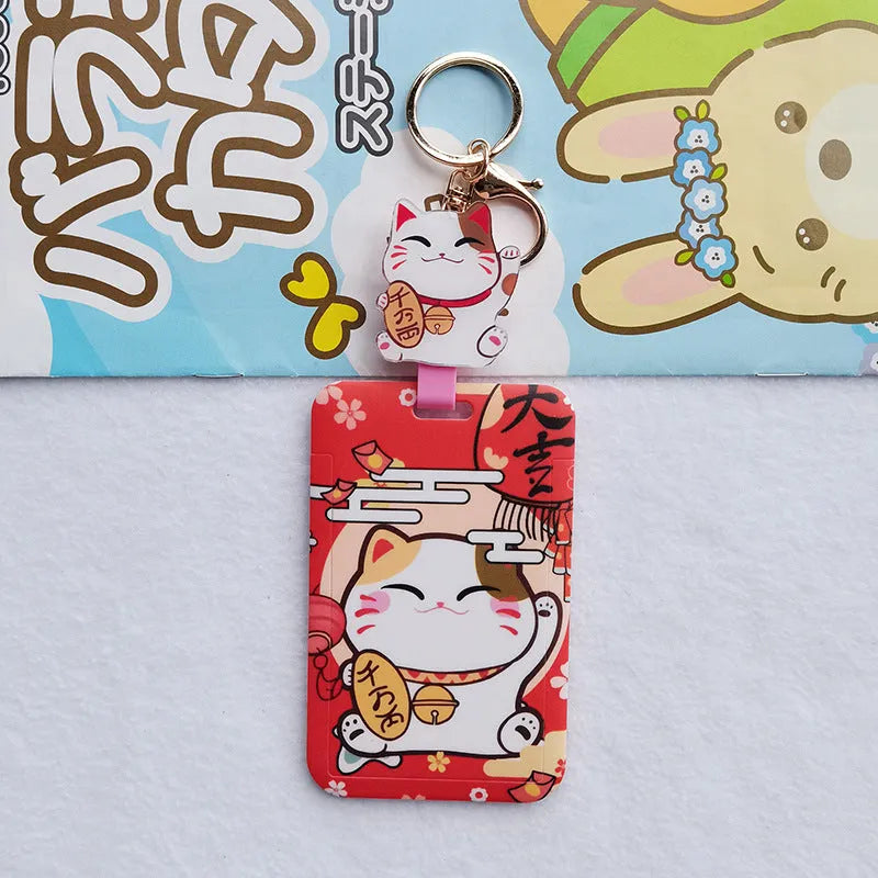 Plastic lucky cat certificate set with ferrule and decorative pendant for document organisation
