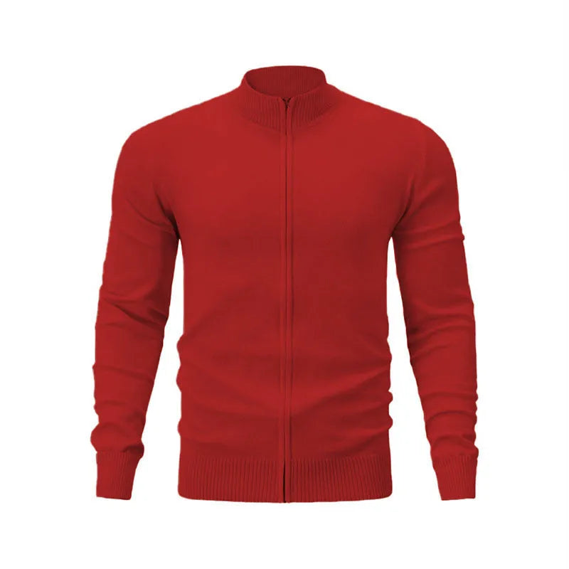 Men's cotton zip-up hoodie with stand collar in loose fit casual style