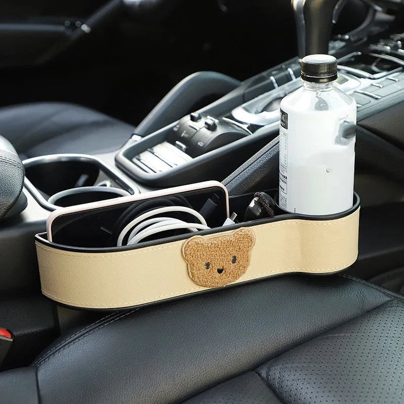 Cartoon style leather car seat gap storage box for vehicle organisation