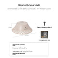 Beige wine bottle shaped camping lantern with LED lights and USB-C charging port