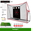 Golf wedge training net with 3-hole cross net on 30x60cm straw mat with practice balls and accessories