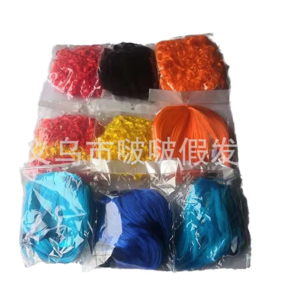 Fashion dog head ornament wig in black colour, made of high temperature fibre, for small pet party costume