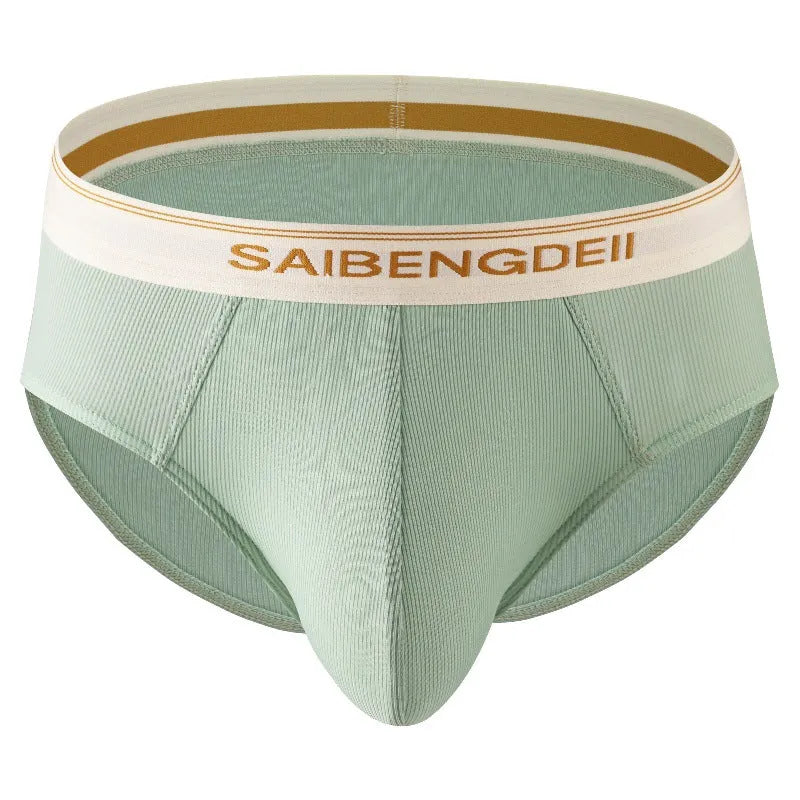 Men's thin breathable U convex briefs in solid colour, knitted polyester fabric, mid waist