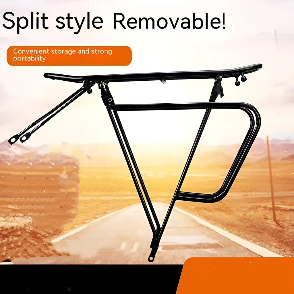 Bicycle pack shelf in steel and aluminum alloy with double-sided straight legs and screw U piece
