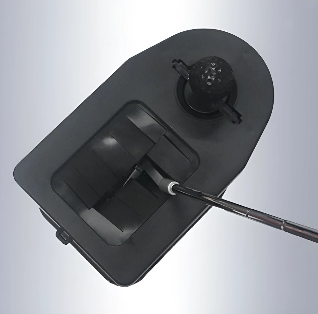 Black plastic rod washer for golf cart and car washing, dimensions 27x16.2x22.5 cm, on a plain background.