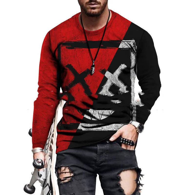 Men's colour block digital print polyester round neck t-shirt available in multiple colours and sizes XXS to 4XL