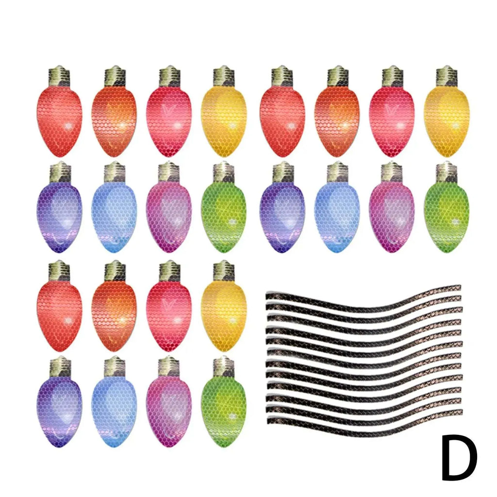 Christmas reflective magnetic light bulb set with 24 bulbs and 12 wires for car and refrigerator decoration