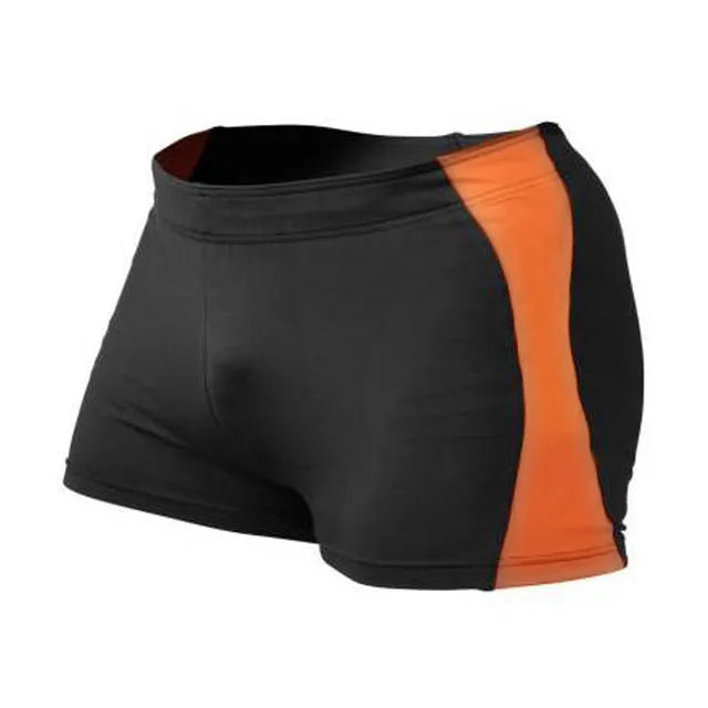 Tight men gym shorts in black with cropped straight fit for bodybuilding training