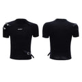 Men's slim fit T-shirt with metal belt design and stand-up collar in cotton
