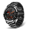Smart watch with stainless steel band showing 1.3-inch screen display on a wrist.