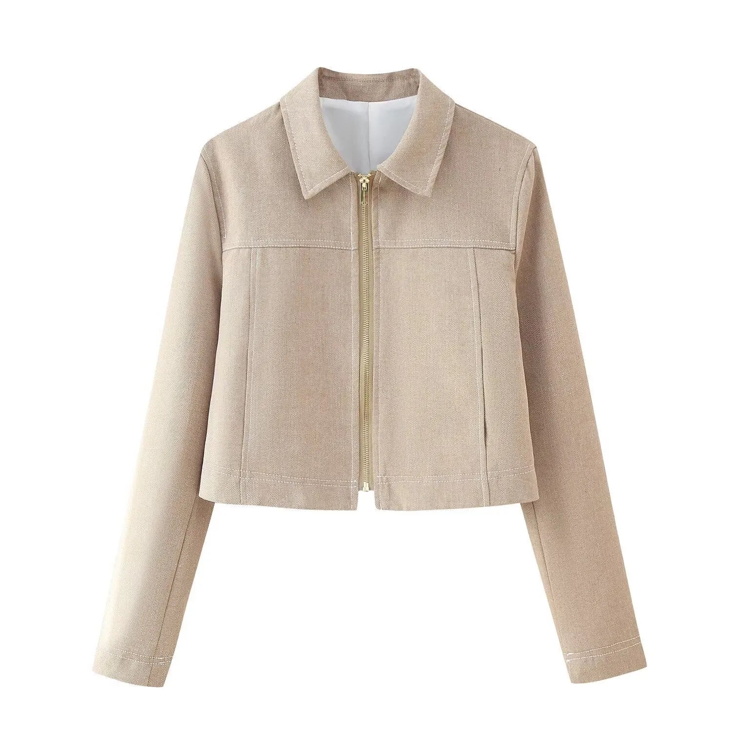 Women's herringbone pattern suit with 3D embroidery on jacket and trousers in street fashion style