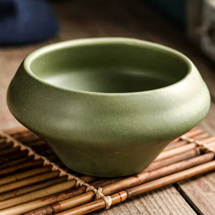 Ceramic Japanese soup bowl with stone conch shape and traditional Edo pattern design