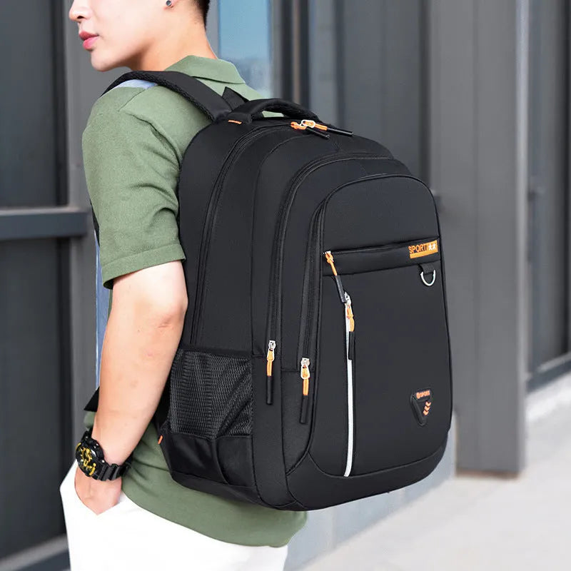 Men's Oxford cloth schoolbag with air cushion straps in black, blue, green or red colours