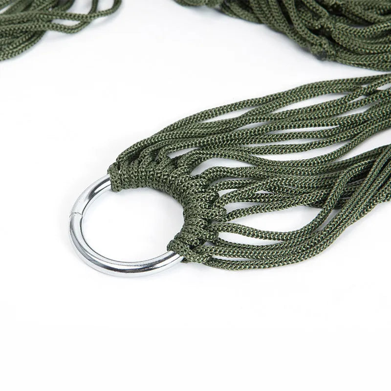 Outdoor Supplies 9-strand nylon rope hammock in red colour, portable design for camping or garden use