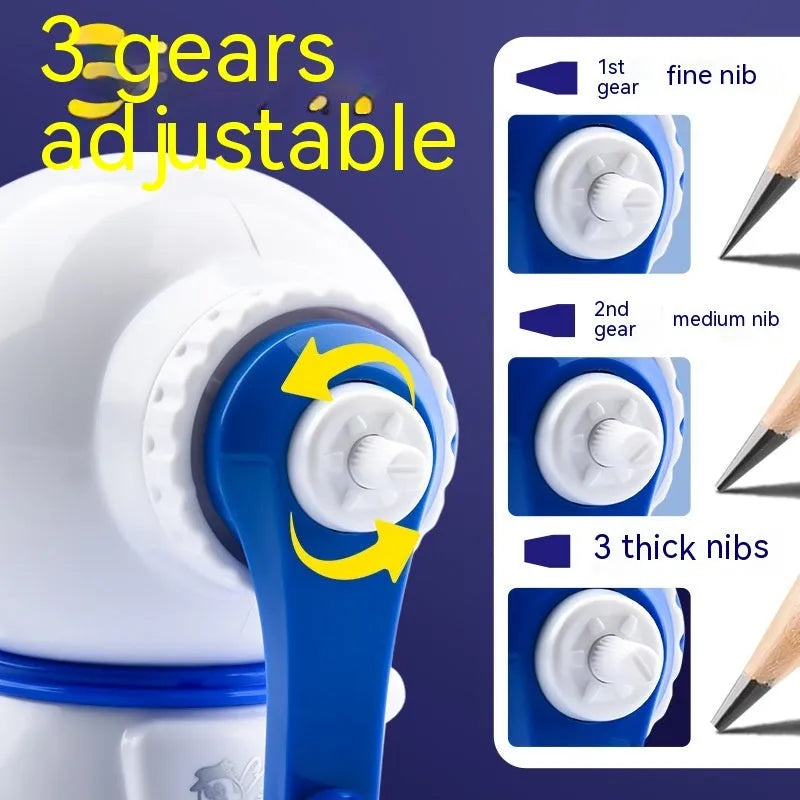 Astronaut cartoon pencil sharpener manual adjustable three-level anti-jamming mechanism