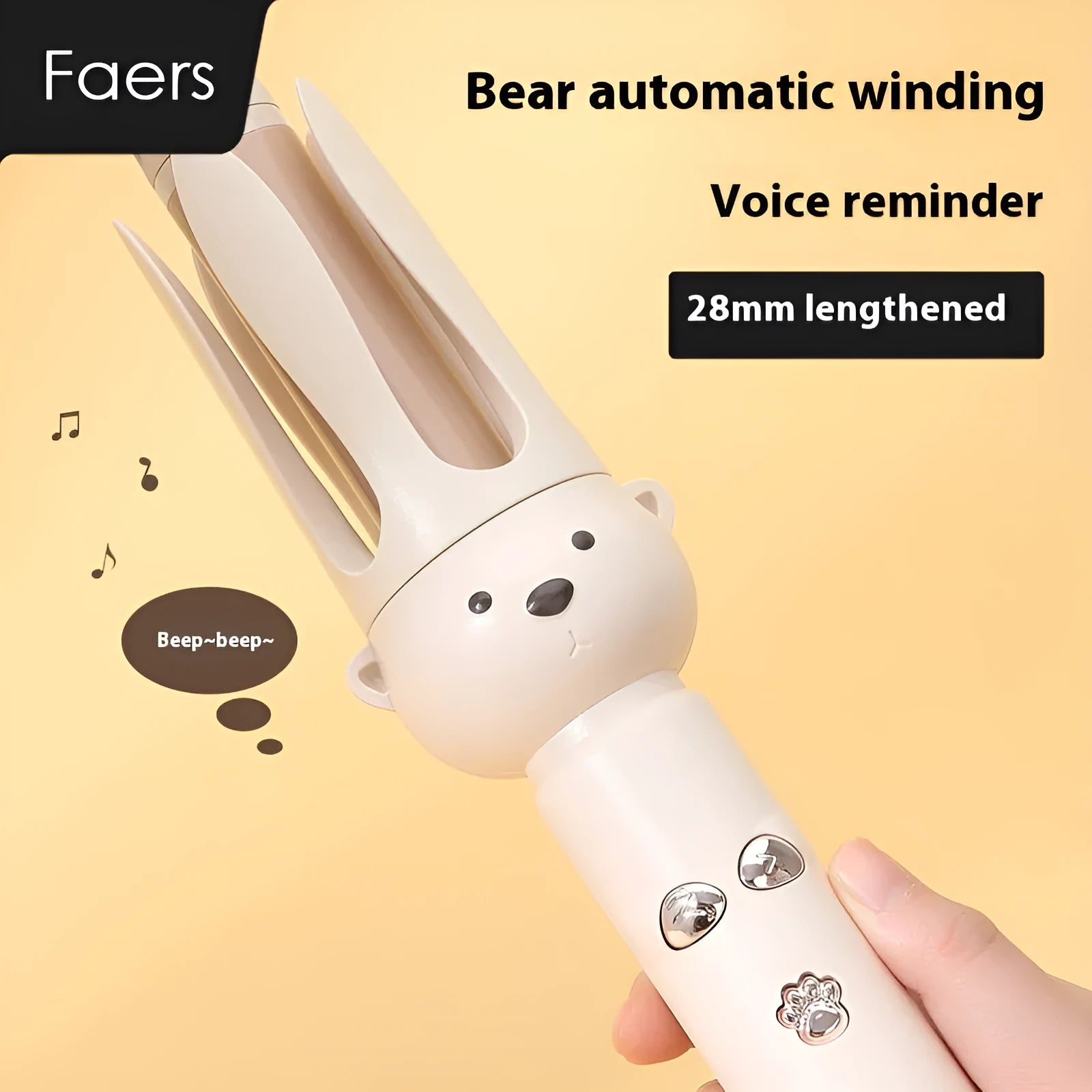 Beige anion automatic hair curler with FSH208 negative ion technology and hair stick