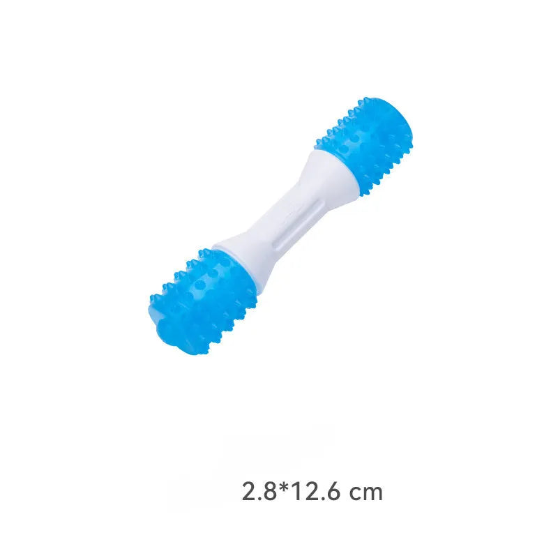 Dual-colour puppy teething chew toy made of TPR rubber for dental health and teething relief