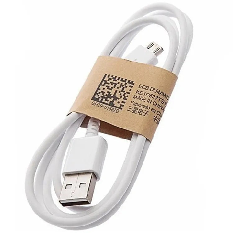 Black and white Android Micro USB data cable for phone charging and computer data transfer