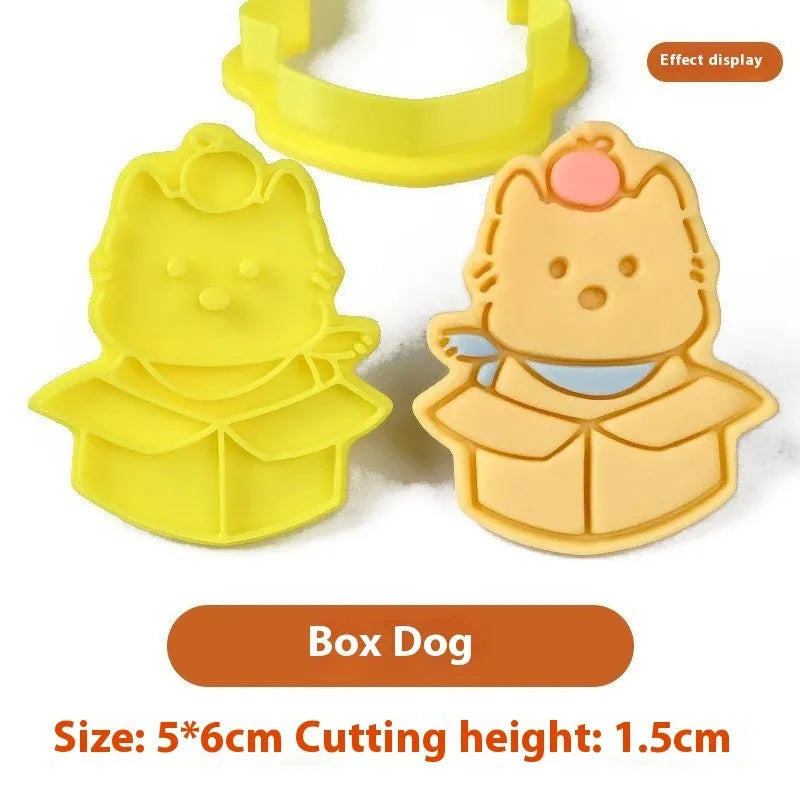 Plastic puppy biscuit mould with 3D cartoon designs for baking shaped treats